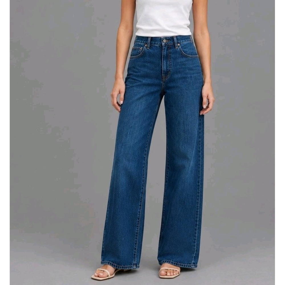 J.Crew Jeans Womens Size 26 Petite Wide Leg Linen Blend Summer Time Blue 26P NWT